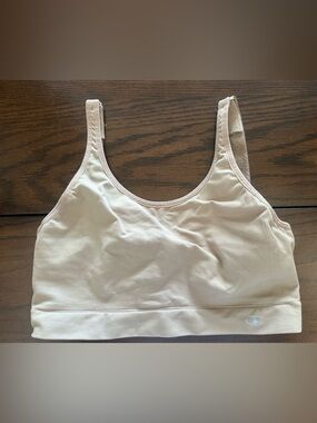 Champion Beige Seamless Sports Bra with Logo Print